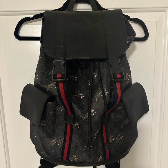Gucci Bestiary Backpack GG Supreme Tigers Black/Grey - Picture 3 of 7